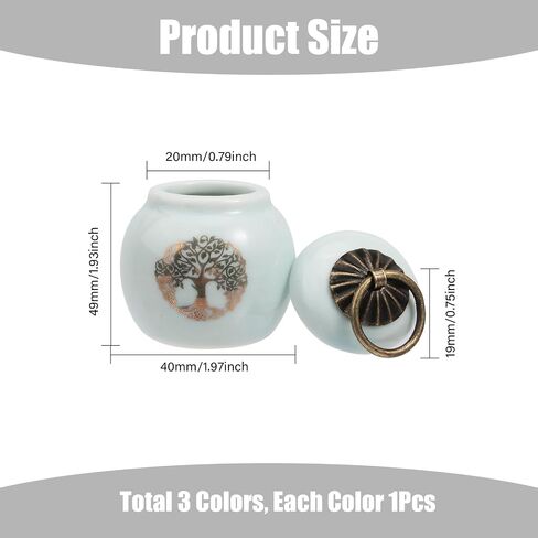 CHGCRAFT 3Pcs 3Colors Tree of Life Mini Porcelain Urn Small Cremation Urn Memorial Keepsake Ash Holder with Iron Pull Ring for Human Pet Ashes in Saudi Arabia