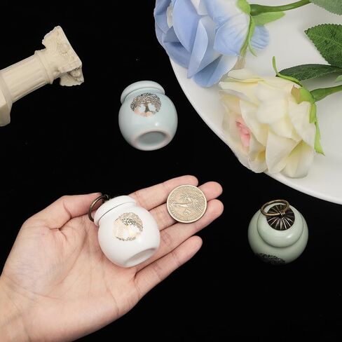 CHGCRAFT 3Pcs 3Colors Tree of Life Mini Porcelain Urn Small Cremation Urn Memorial Keepsake Ash Holder with Iron Pull Ring for Human Pet Ashes in Saudi Arabia