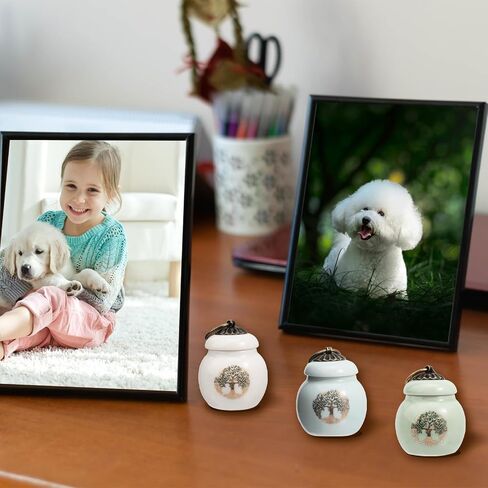 CHGCRAFT 3Pcs 3Colors Tree of Life Mini Porcelain Urn Small Cremation Urn Memorial Keepsake Ash Holder with Iron Pull Ring for Human Pet Ashes in Saudi Arabia