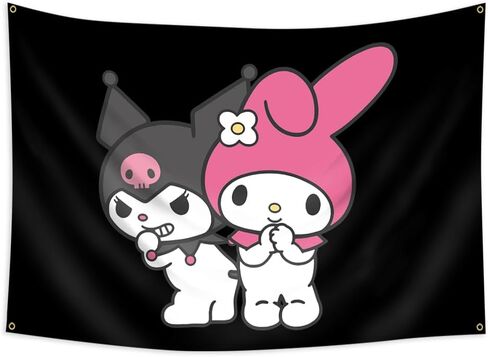 Konern الوردي Kawaiis نسيج الجمالية، لطيف أنيمي راية الزينة، جدار غرفة النوم ديكور، الجدار الكرتون شنقا 60X 40 بوصة in Kuwait