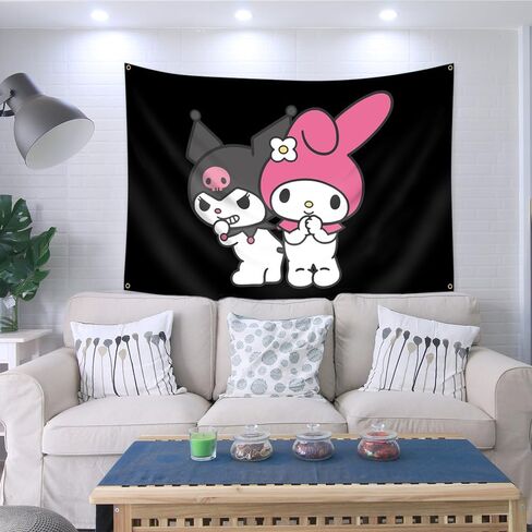 Konern الوردي Kawaiis نسيج الجمالية، لطيف أنيمي راية الزينة، جدار غرفة النوم ديكور، الجدار الكرتون شنقا 60X 40 بوصة in Kuwait