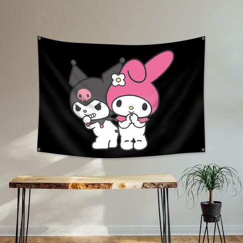 Konern الوردي Kawaiis نسيج الجمالية، لطيف أنيمي راية الزينة، جدار غرفة النوم ديكور، الجدار الكرتون شنقا 60X 40 بوصة in Kuwait