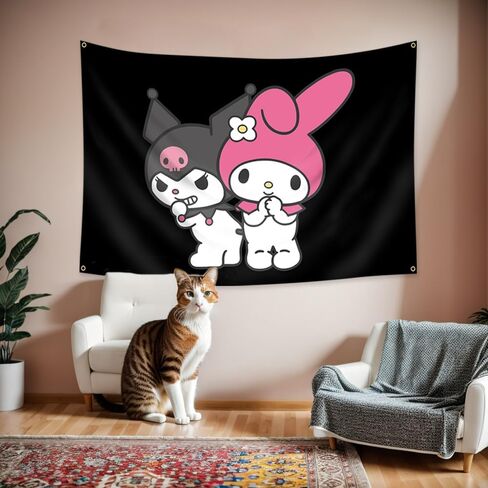 Konern الوردي Kawaiis نسيج الجمالية، لطيف أنيمي راية الزينة، جدار غرفة النوم ديكور، الجدار الكرتون شنقا 60X 40 بوصة in Kuwait
