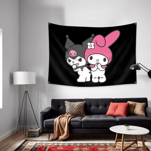 Konern الوردي Kawaiis نسيج الجمالية، لطيف أنيمي راية الزينة، جدار غرفة النوم ديكور، الجدار الكرتون شنقا 60X 40 بوصة in Kuwait