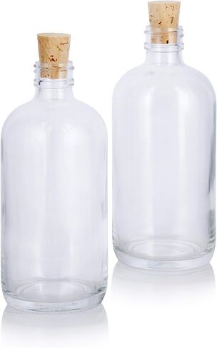 JUVITUS 8 oz Amber Glass Boston Round Bottle with Cork Stopper Closure (2 Pack) + Funnel in Saudi Arabia