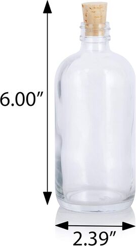 JUVITUS 8 oz Amber Glass Boston Round Bottle with Cork Stopper Closure (2 Pack) + Funnel in Saudi Arabia