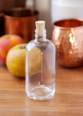 JUVITUS 8 oz Amber Glass Boston Round Bottle with Cork Stopper Closure (2 Pack) + Funnel in Saudi Arabia