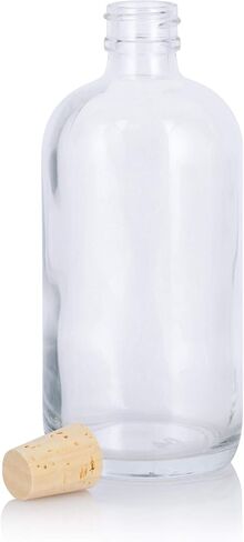 JUVITUS 8 oz Amber Glass Boston Round Bottle with Cork Stopper Closure (2 Pack) + Funnel in Saudi Arabia