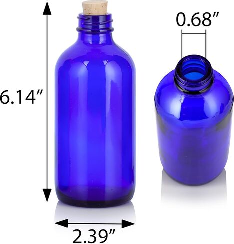 JUVITUS 8 oz Amber Glass Boston Round Bottle with Cork Stopper Closure (2 Pack) + Funnel in Saudi Arabia