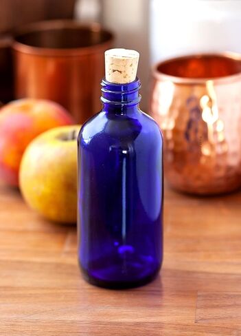 JUVITUS 8 oz Amber Glass Boston Round Bottle with Cork Stopper Closure (2 Pack) + Funnel in Saudi Arabia