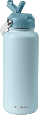 BLACKUBE 32oz Insulated Water Bottle with Straw Lid, Stainless Steel Water Bottles Keeps Hot and Cold for School, Fitness, Outdoor and Camping-Blue in Saudi Arabia