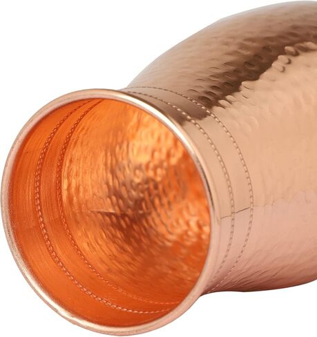 AAYUVEDA® Hammered Pure Copper Bedroom Water Bottle 34oz, with In-Built Tumbler (Loose Lid, Pack of 1) in Saudi Arabia