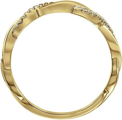 خاتم الزفاف أو خاتم الذكرى السنوية من Brilliant Expressions Twisted Vine Rope الماسي من الفضة الإسترليني عيار 925 أو الذهب الأصفر عيار 18 قيراط فيرميل 0.07 قيراط (لون I-J، وضوح I3) in Kuwait