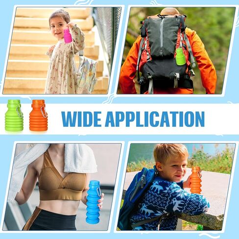 16 قطعة زجاجة مياه قابلة للطي 16 أونصة من السيليكون زجاجات مياه قابلة للطي للسفر زجاجة مياه محمولة مقاومة للتسرب مع مشبك لصالة الألعاب الرياضية والتخييم والمشي لمسافات طويلة والسفر والرياضة الداخلية والخارجية، 4 ألوان in Kuwait