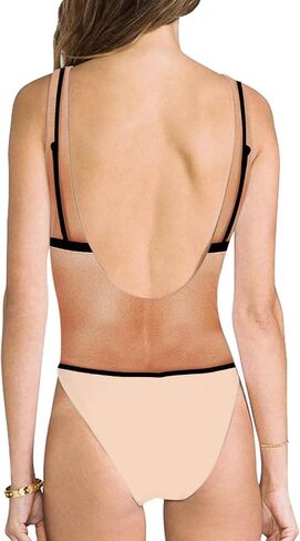 uideazone Women Funny One Piece Bathing Suit Sexy Backless Padded Swimsuit Beach Wear Chest Tan Bikini Swimwear with Removable Chest Pad in Saudi Arabia