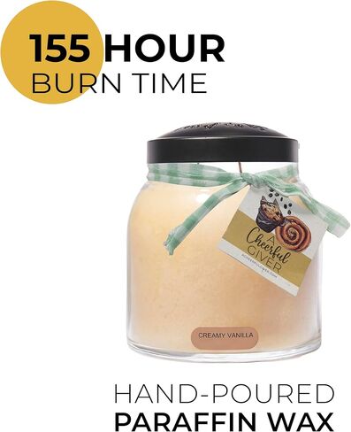معطٍ مبهج - فانيليا كريمية - وعاء شموع معطرة برائحة بابا 34oz مع غطاء - حافظات الضوء - 155 ساعة من وقت الحرق، هدية للنساء، أبيض in Saudi Arabia