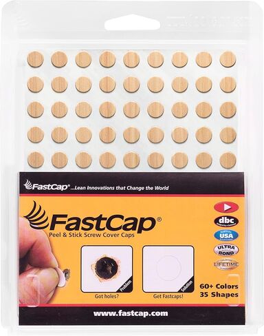FastCap - Screw Hole Covers, 3/8'' (9mm) Round Stickers - Ideal for Professional Woodworking Projects - One Sheet of 90 Caps- Unfinished Real Wood, Color - Hickory, (FC-74876-3/8) in Saudi Arabia