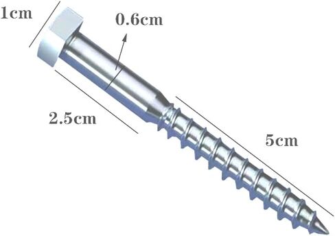 1/4 "x 3" مسامير رأس مربعة الشكل سداسية الرأس مسامير خشبية مربعة الشكل، 304 من الفولاذ المقاوم للصدأ (60 قطعة) in Kuwait