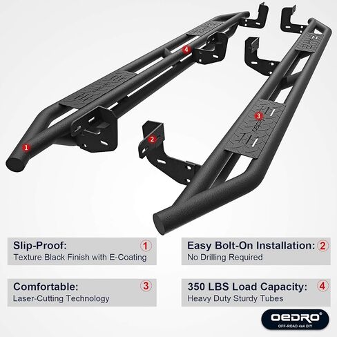 لوحات تشغيل OEDRO مقاس 6 بوصات متوافقة مع 2019-2024 Dodge Ram 1500 New Body Quad Cab، وخطوات جانبية للشاحنة، وألواح قابلة للطلاء، وشريط Nerf محكم in Saudi Arabia