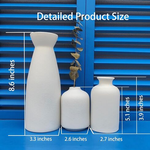 مزهريات سيراميك للزهور، [مجموعة مزهرية صغيرة مكونة من 3 قطع] [مزهرية سيراميك بيضاء] ديكور منزلي لمزرعة بوهو الحديثة، مناسب لغرفة المعيشة ورف المكتب وطاولة المكتب ورف الكتب وديكور المدخل in Kuwait