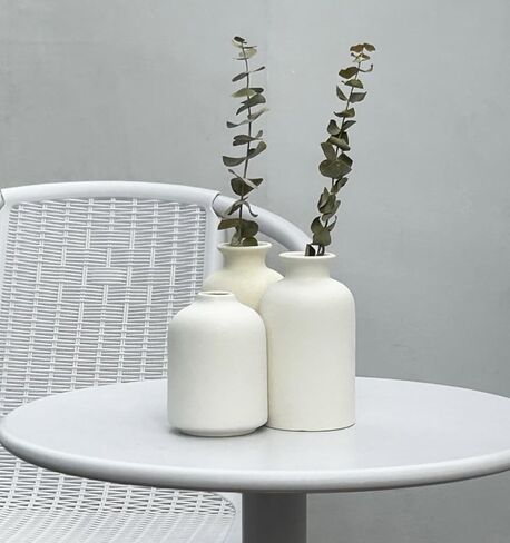 مزهريات سيراميك للزهور، [مجموعة مزهرية صغيرة مكونة من 3 قطع] [مزهرية سيراميك بيضاء] ديكور منزلي لمزرعة بوهو الحديثة، مناسب لغرفة المعيشة ورف المكتب وطاولة المكتب ورف الكتب وديكور المدخل in Kuwait