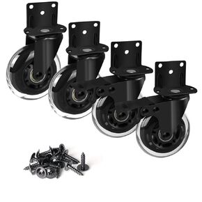 Side Mount Caster Wheels 3 Inch L Shaped Plate Swivel Casters Heavy Duty Set of 4, Silence Rubber Wheels for Furniture, Kitchen Cabinet, Baby Bed, Table, Loading Capacity 600 Lbs