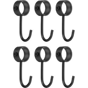uxcell 6Pcs Pipe Rod Hooks, Stainless Steel 22mm/0.87" Inner Dia Adjustable Rod Closet Rod Hooks Coat Hook for Wardrobe Hanging Pots, Black