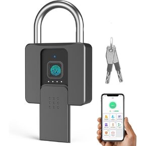 Fingerprint Padlock, Eseesmart Large Size Smart Padlock, Outdoor Waterproof Bluetooth Fingerprint Lock with Mobile APP and Keys, Suitable for Gates, Lockers, Fences, Gym