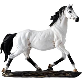 Horse Statue 11.5 Inch Collectible Standing Horse Resin Figurine Decoration for Home & Office Decor (White)