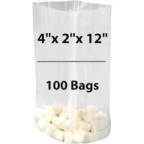 Gusseted Plastic Poly Bag - 4 x 2 x 8 (100 Bags) 1Mil | Clear Heat Sealable | Durable Open Top Plastic Bags for Party Favor, Cookie, Candy, Small Gift Wrapping, Dessert, Bakery Bags