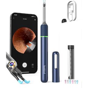 Note 5 Ear Wax Removal with Camera,Ear Cleaner, 10M pixel 1080p Ear Cleaner Camera, Magnetic switch，360°Tweezer and Rod 3-in-1 Spade Ear Cleaning for iPhone, Android(Blue）by bebird