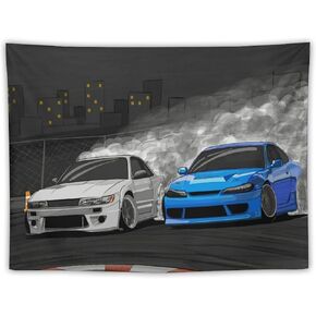 MaLji Jdm Japanese Car Art Silvia S13 And S15 Wall Tapestry for Bedroom Home Wall Room Decor30 x40, style
