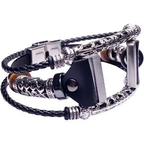 Vintage_Band Stylish Versa Bands for Men Women Boys and Girls,m/l Leather Watch Band Compatible with Fitbit Versa 1,2, Classic Black