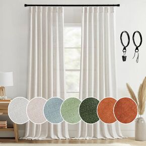 MIULEE Pinch Pleated Terracotta Linen Curtains 84 Inches Long 2 Panels for Bedroom Living Room, Burnt Orange Linen Textured Window Drapes Back Tab Hook Semi Sheer Light Filtering Rust Boho Fall Decor