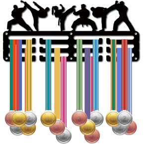 CREATCABIN Basketball Medal Holder Medal Hanger Display Rack Sports Metal Hanging Awards Iron Small Mount Decor Awards for Wall Home Badge Race Running Gymnastics Swimming Medalist Black 11.4x5.1 Inch