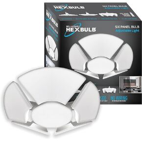 Bell+Howell Hex Bulb E26 LED Garage Light 6 Panel Deformable Shop Light Ceiling Light High-Intensity Lighting with 144 LED Bulbs for Attic, Basements, Office, Garage Lights
