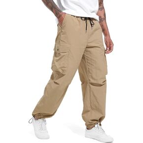 NITAGUT Mens Cargo Pants Joggers Athletic Drawstring Loose Straight Sweatpants with Multi Pockets
