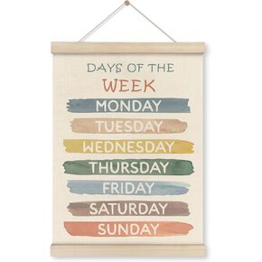 HRQKO Boho Month Decor Poster Hanger Frame, Educational Posters, Preschool Wall Art with Wooden Frames, Boho Classroom Wall Hanging Banner Decor for Toddlers Room Playroom, 12x16 inch