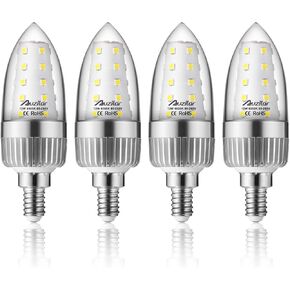 E12 LED Light Bulbs, 12W LED Candelabra Bulbs 100 Watt Equivalent, 1200LM, 6000K Daylight White Ceiling Fan Light Bulbs, Decorative Candle Base E12 Non-Dimmable LED Chandelier Bulbs,Pack of 4