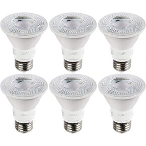 KOR (Pack of 6) LED PAR20 Light Bulbs, 8W (Replaces 50W 50PAR20), 3000K Soft White, E26 Base, Dimmable, Waterproof Indoor/Outdoor Use, UL & Energy Star