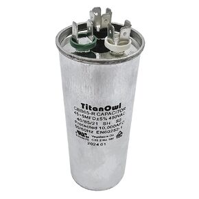 45+5 uF ±5% 45/5 MFD 370/450 VAC CBB65 Dual Run Start Round Capacitor for Condenser Straight Cool, Heat Pump, Air Conditioner or AC Motor and Fan Starting 45 5