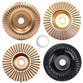 4 PCs Wood Carving Disc Set, for 4" or 4 1/2" Angle Grinder with 5/8" Arbor Grinding Wheel Shaping Disc for Wood Cutting Grinder Cutting Wheel Attachments(Gold+Black)