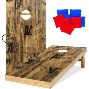 Solid Wood Regulation Size Cornhole Set Portable Bean Bags Toss Game with Durable Wood Grain Printed Surface and Underneath for Indoor and Outdoor in Saudi Arabia
