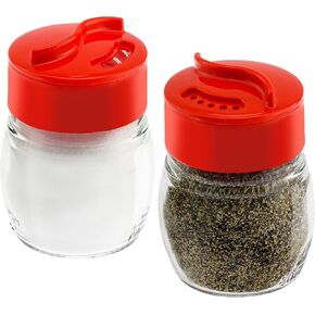 Glass Salt And Pepper Shaker Set, Spice Storage For Table Serving And Cooking With Dual Perforated Shaking Top - 3 Oz Spice Seasoning Shaker - 2 Pack