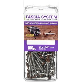 Starborn Stainless Steel Fascia Screws 9 x 1-7/8 T-20 Star Drive 100 piece pack in Burgundy