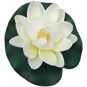 White Artificial Floating Foam Lotus Flower with Water Lilys Pad Ornanments, Lifelikes Fake Lotus Flowers for Patio Pond Pool Fish Tank Aquarium Wedding Party Special Event Decoration, Home Decor