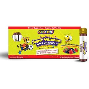 Girafkids Super Vitamins Kids Vitamins – 10 Serving Bottles Liquid Multivitamins for Kids 4 and Up – Kids Immune Support Multi Vitamin with Forest Fruit Flavor – 12 Vitamins, Royal Jelly, Propolis