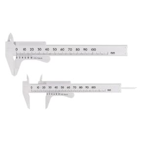 10pcs Mini Plastic Vernier Caliper 100mm Single Scale Metric Sliding Gauge Measuring Tool Ruler for Inside Outside Depth Measuring, White