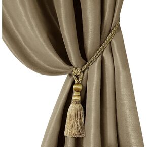 Elrene Home Fashions Amelia Decorative Tassel Window-Curtain Tieback, 24 Inches, Gold