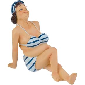 Beachcombers Old Lady Laying In Bikini Figure Coastal Beach House Decor Statue Decoration Multi